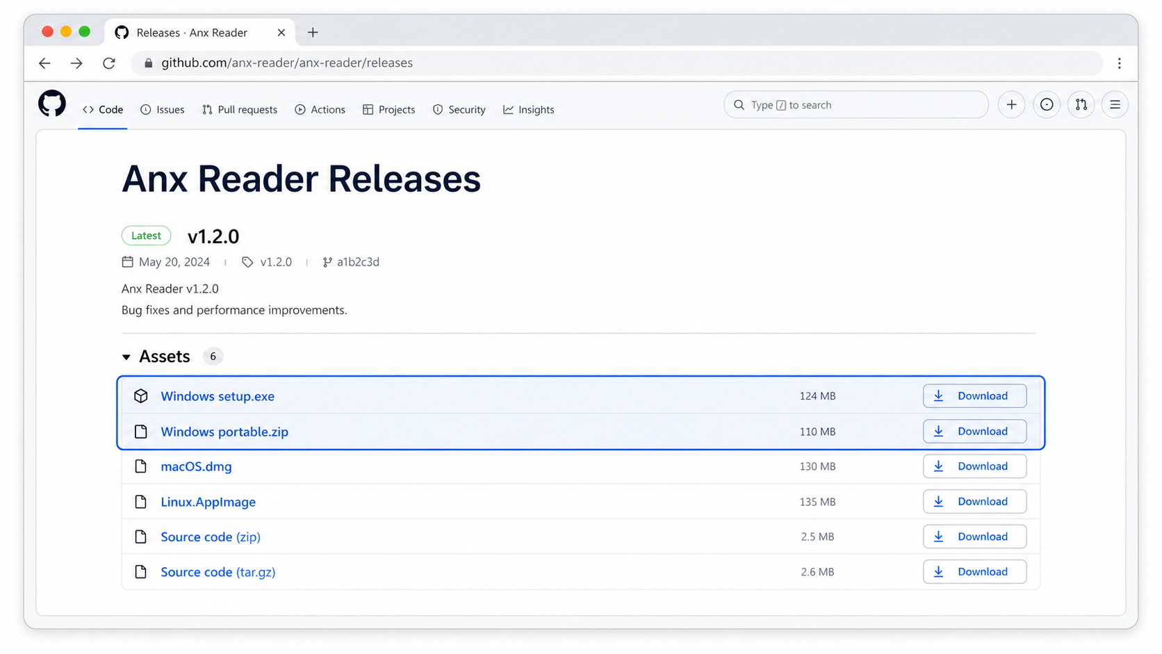 Anx Reader GitHub Releases Windows 下载示意图