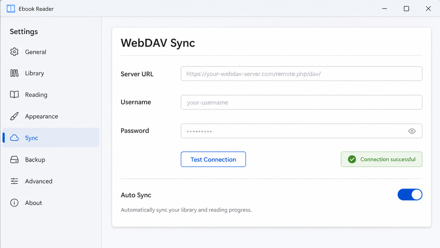 Anx Reader WebDAV 同步配置示意图