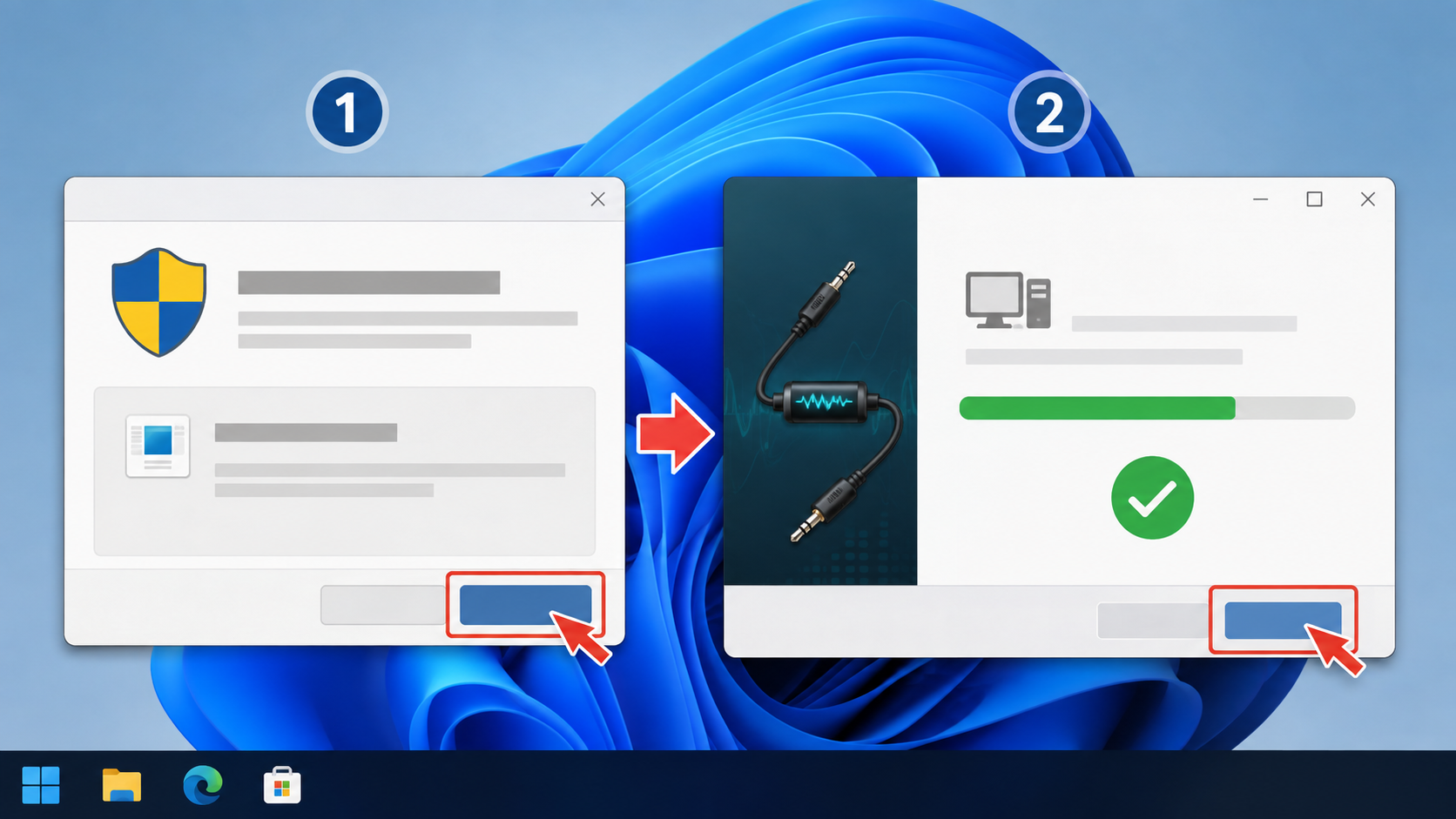 Windows 安装提示与 VB-CABLE 安装示意